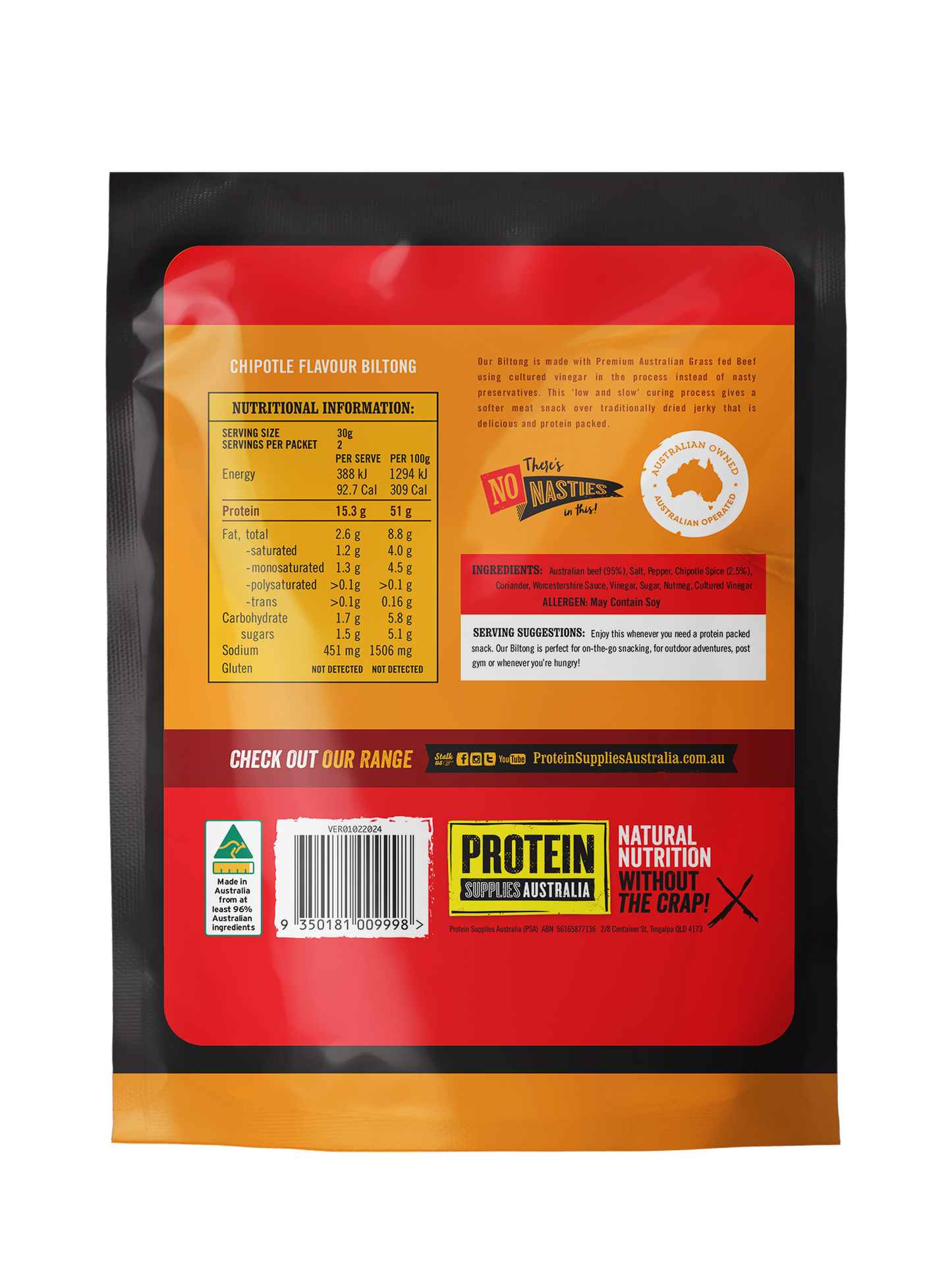 Grass Fed Biltong - Chipotle