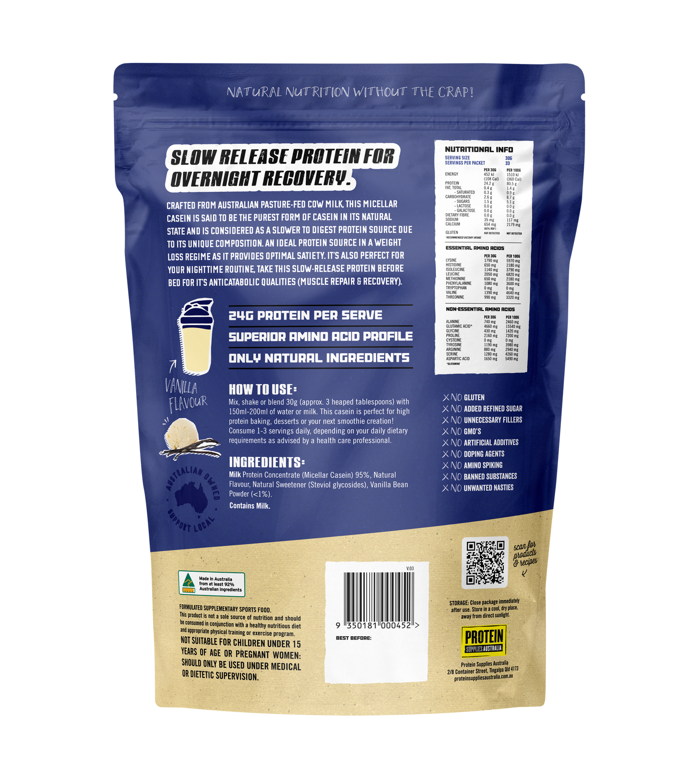 Slow & Grow Casein Vanilla