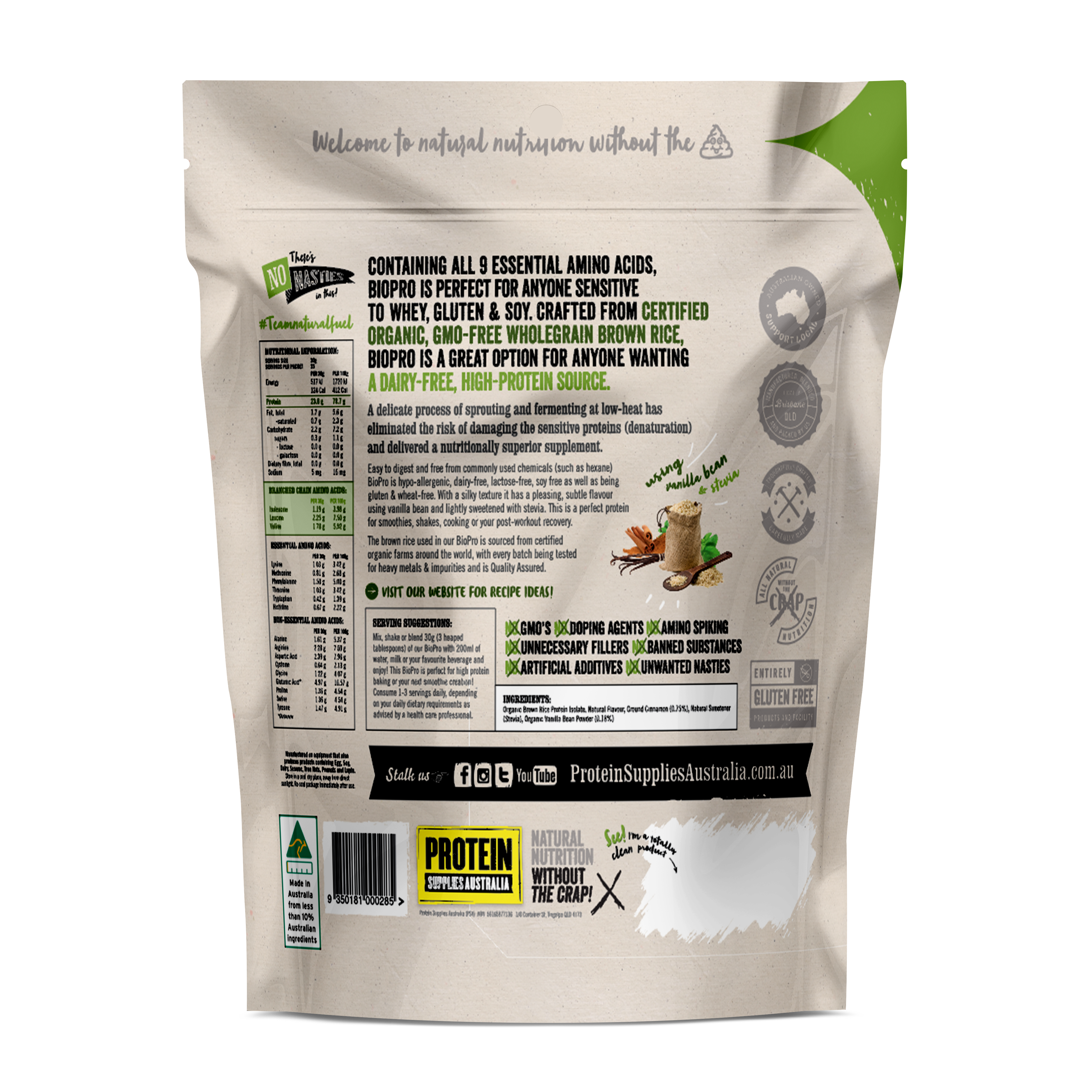 BROWN RICE PROTEIN - VANILLA CINNAMON