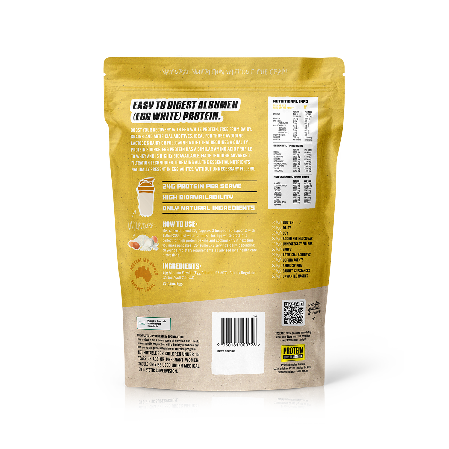 EGG WHITE PROTEIN - UNFLAVOURED